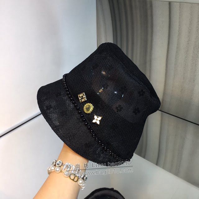 LV爆款女士帽子 路易威登小花新款網紗漁夫帽 LV立體花朵遮陽帽  mm1247